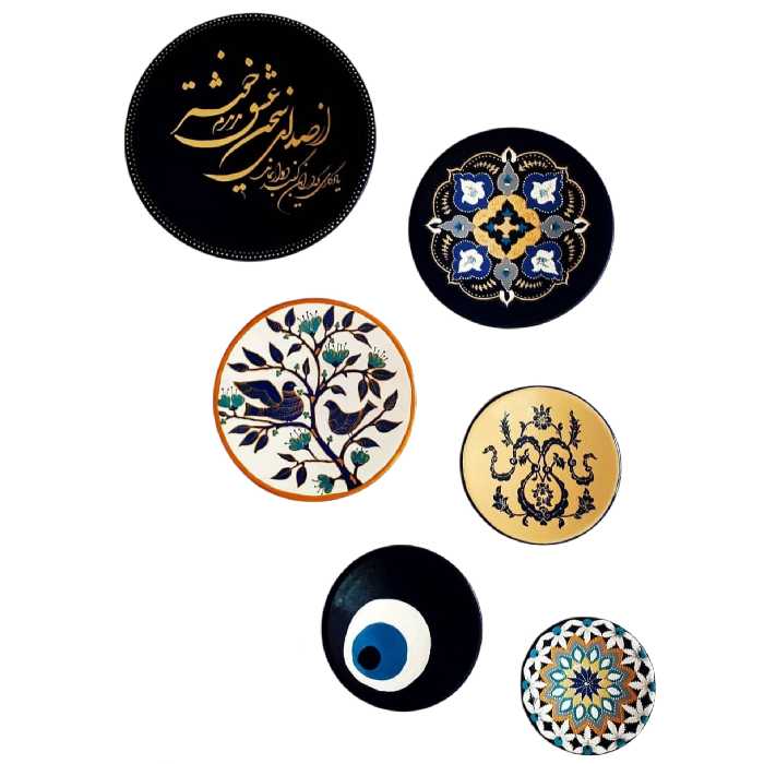 بشقاب دیوارکوب سفالی کد 0006 مجموعه 6 عددی