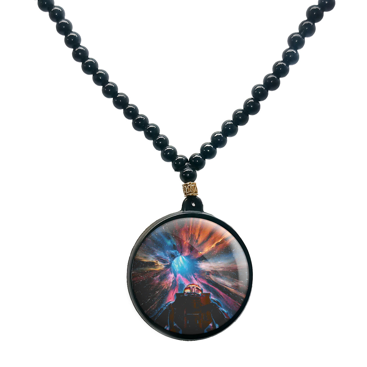 گردنبند پرمانه طرح سیاه چاله ها کد pmd.25906 مدل دو طرفه