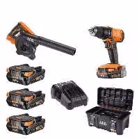 کیت دریل چکشى و بلوور شارژى 18 ولت آاگ مدل BSB18G4-203TBLK3+BGE18C2