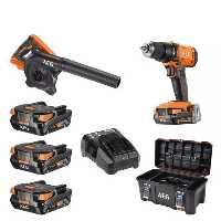 کیت دریل چکشى و بلوور شارژى 18 ولت آاگ مدل BSB18G4-203TBLK3+BGE18C2