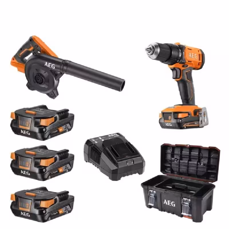 کیت دریل چکشى و بلوور شارژى 18 ولت آاگ مدل BSB18G4-203TBLK3+BGE18C2