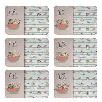 زیربشقابی طرح گربه و هندوانه کد 8029 بسته 6 عددی