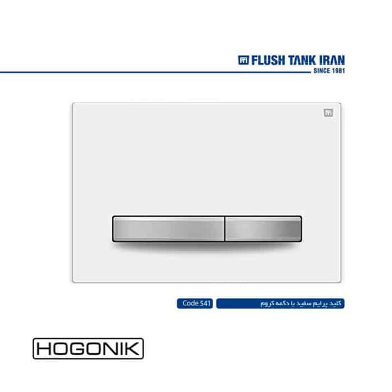 کلید فلاش تانک توکار ایران - پرایم سفید کروم (کد 541)