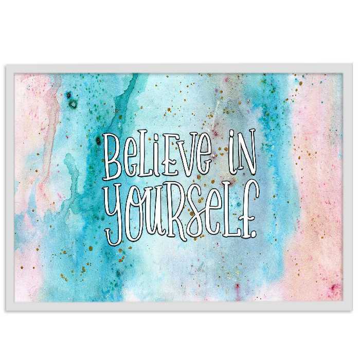 تابلو بکلیت طرح جمله انگلیسی خودت را باور داشته باش مدل W-s1732