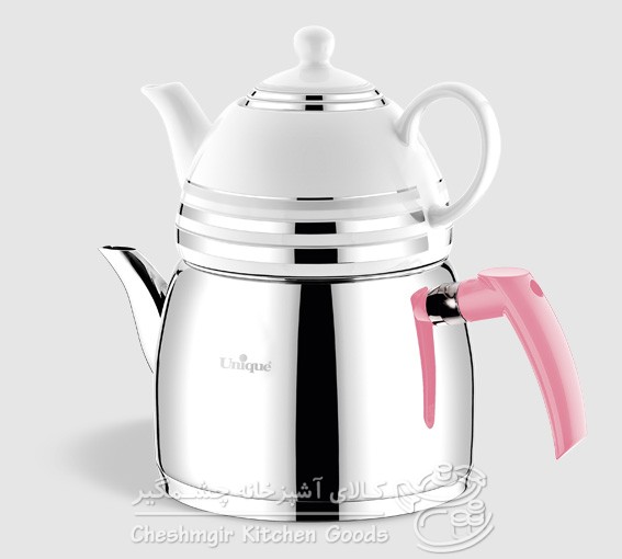 کتری و قوری استیل یونیک دسته رنگی مدل UN-7557