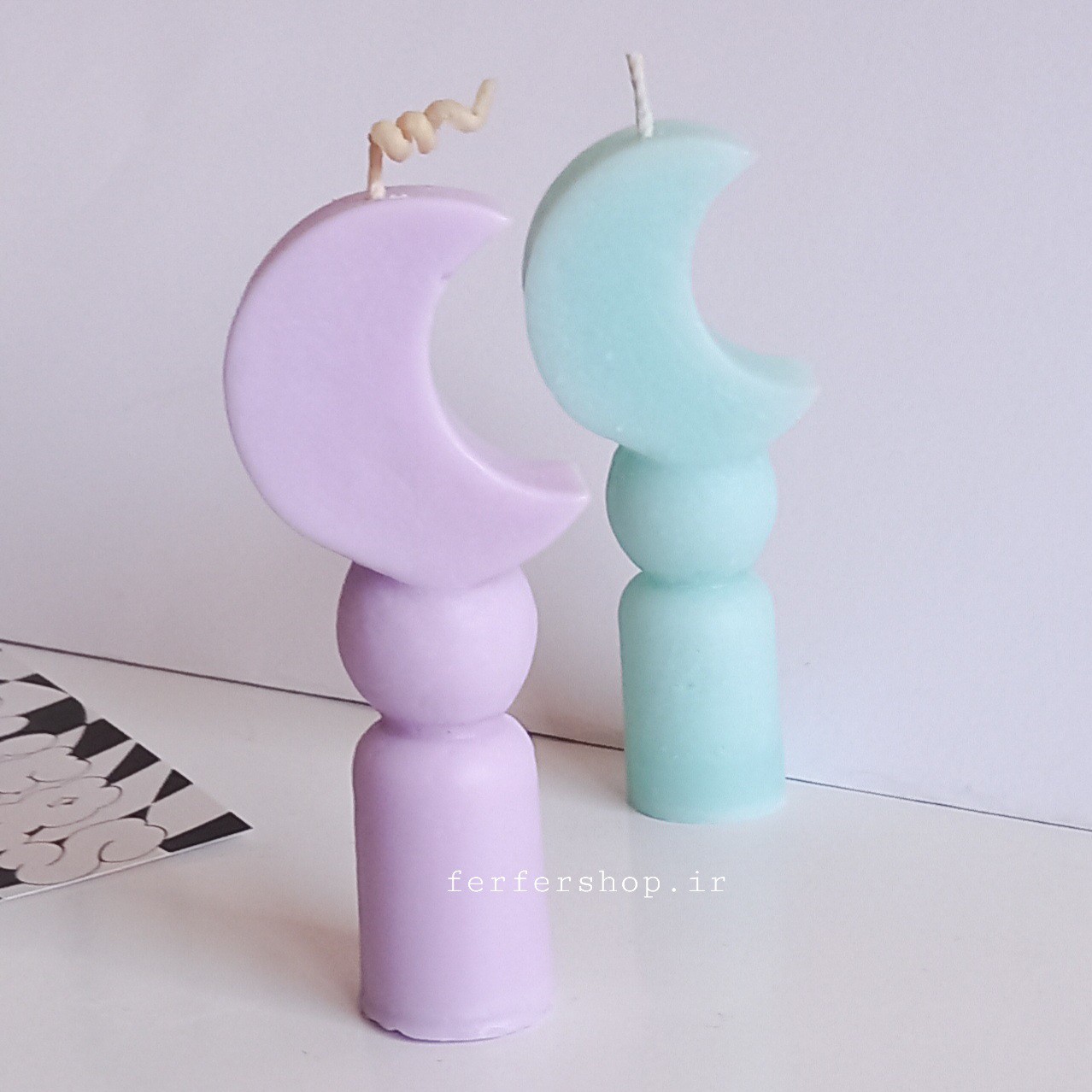 شمع دستساز ایستاده ی ماه با رنگ و رایحه دلخواه (مناسب هدیه و دکوری)