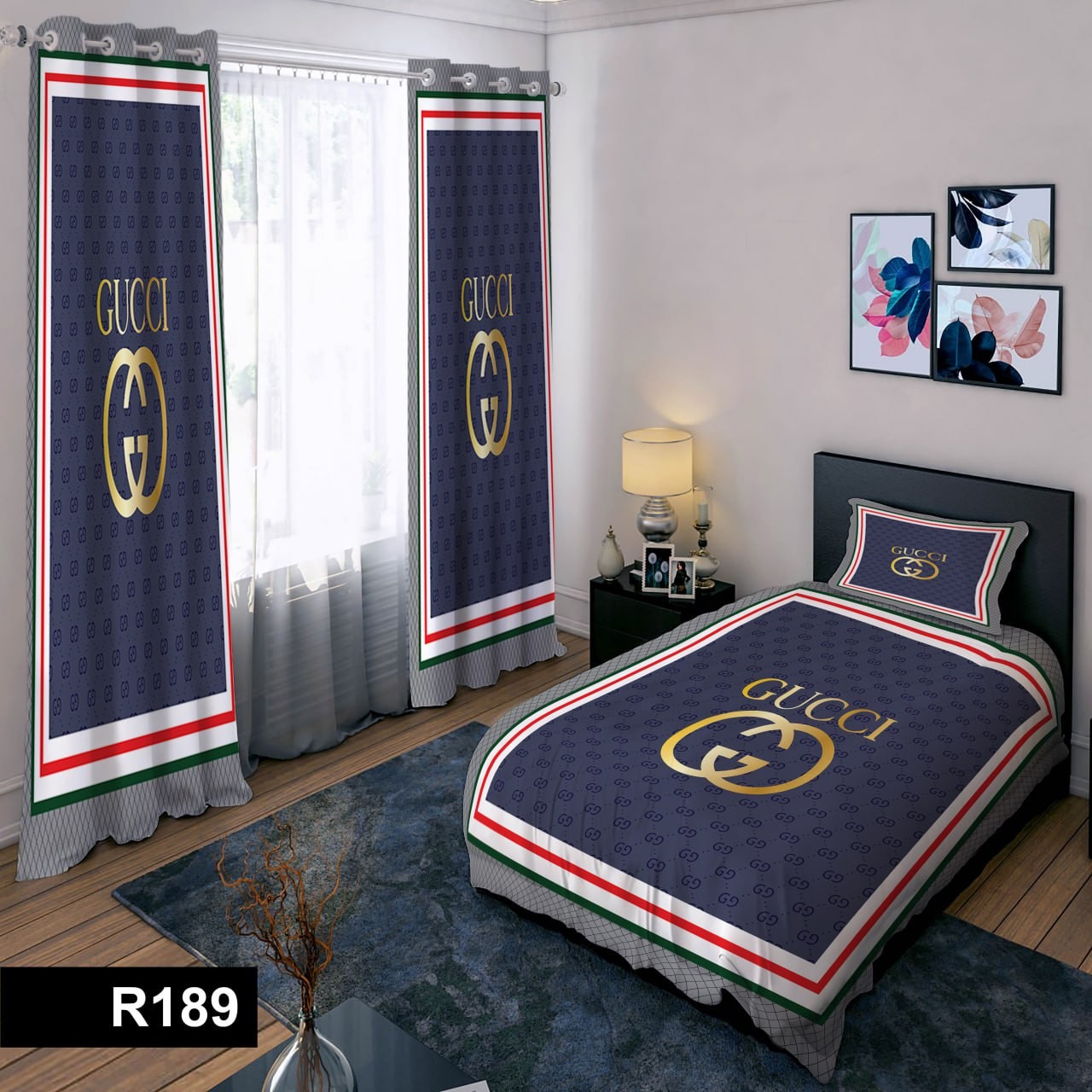 رو تختی دو نفره سه بعدی طرح گوچی