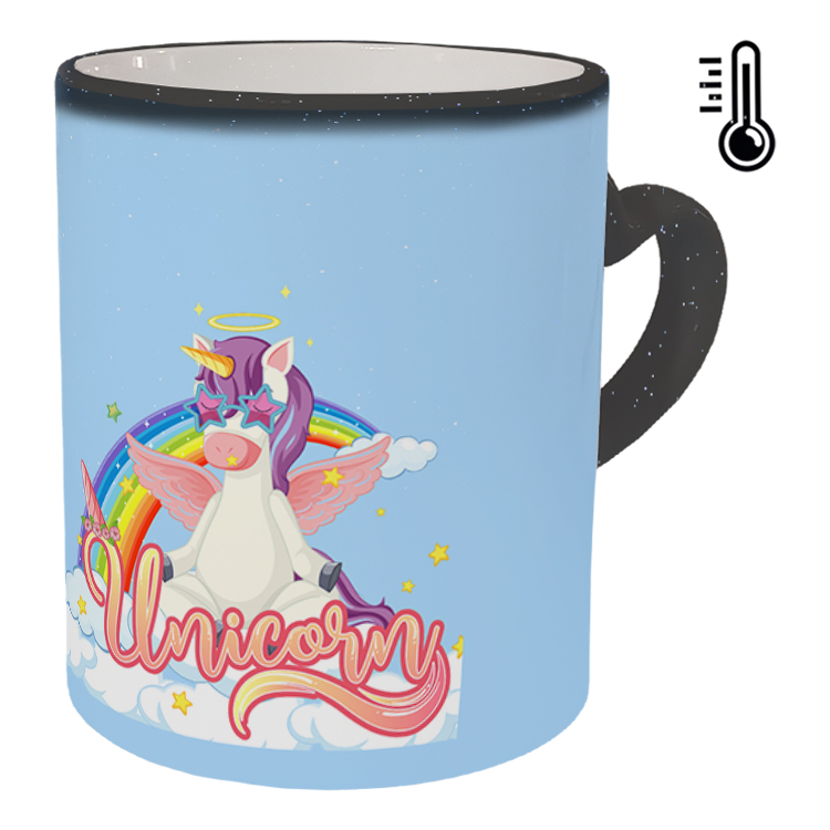 ماگ حرارتی مدل دسته قلبی اکلیلی طرح یونیکورن کد 93