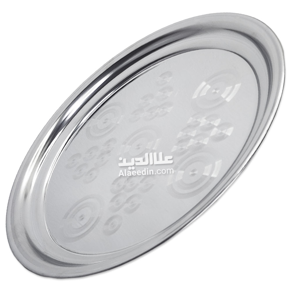 سینی گرد استیل گل دار ساده سینی استیل گرد ضخیم قطر 30