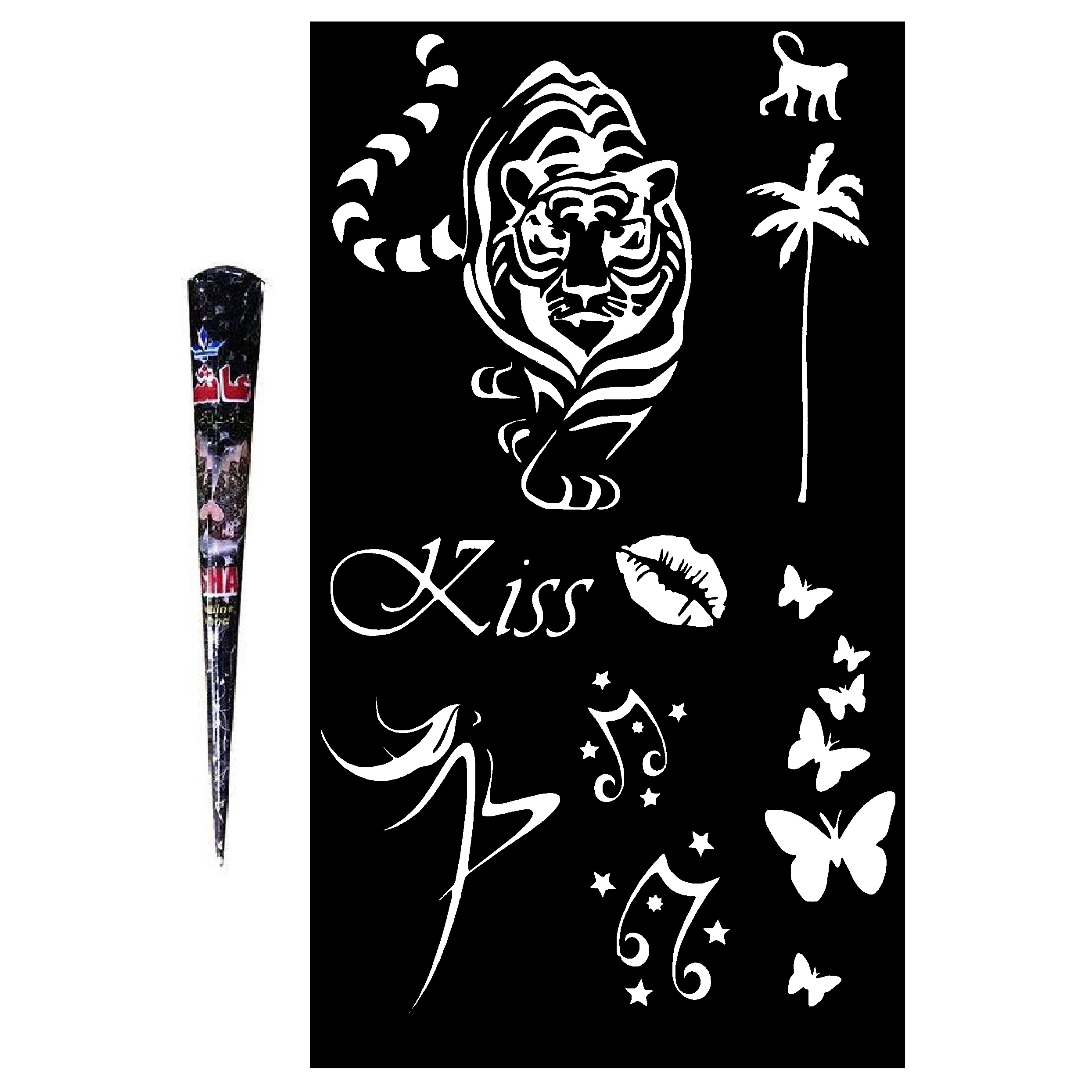 حنا طراحی و شابلون تتو موقت مدل S12 مجموعه 10 عددی