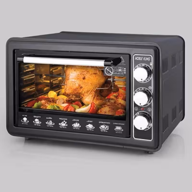 آون توستر نوبل کینگ مدل NF-1004 ویژه با ضمانت ، 45 لیتری اصل با  دو سینی گرد و مستطیل و جوجه گردان جدید ، پس کرایه