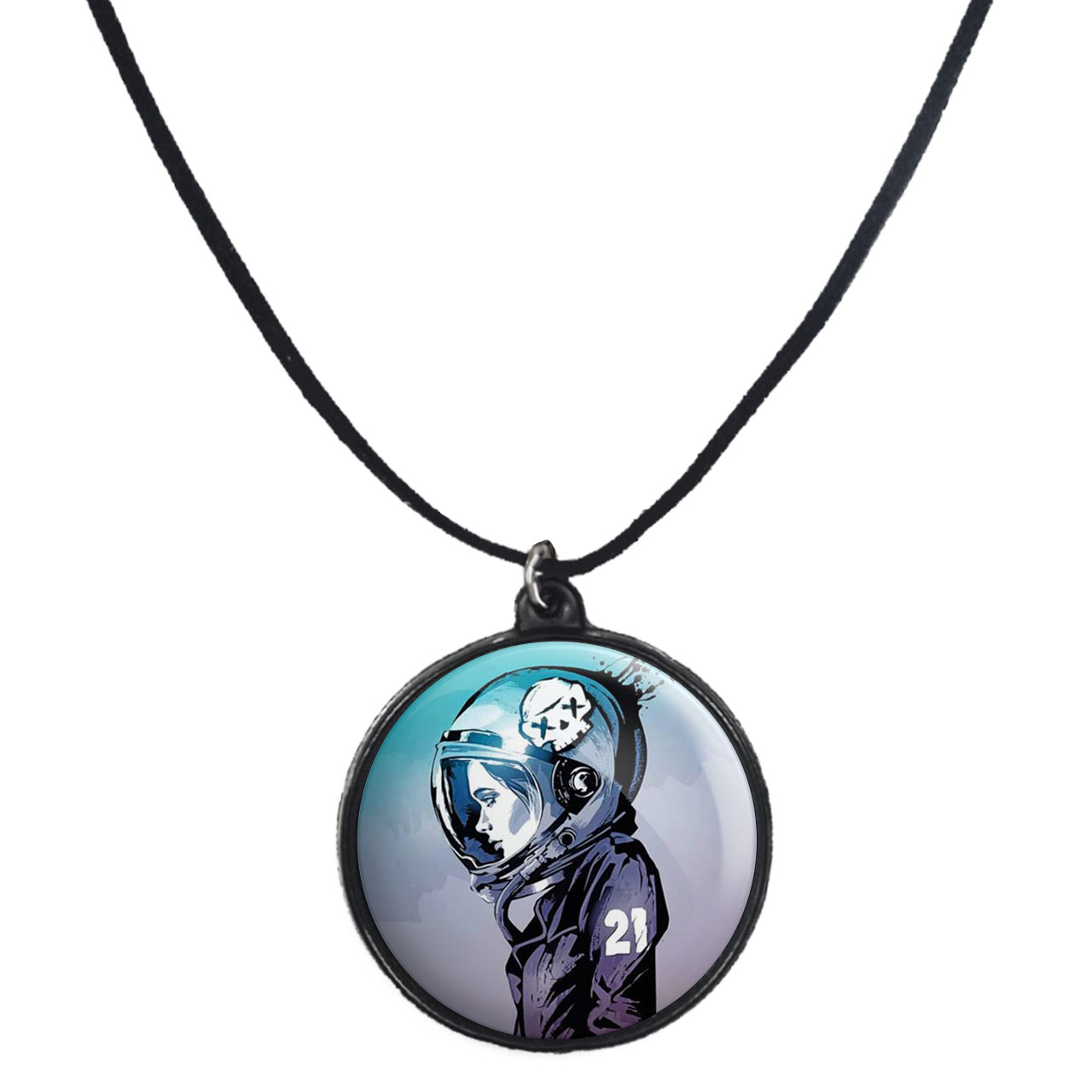 گردنبند پرمانه طرح فضانورد کد pmb.10468 مدل دو طرفه