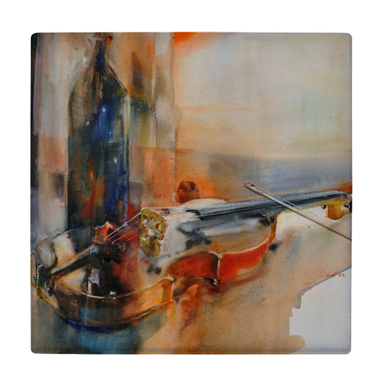 کاشی کارنیلا طرح نقاشی ویولن کد wkk1969