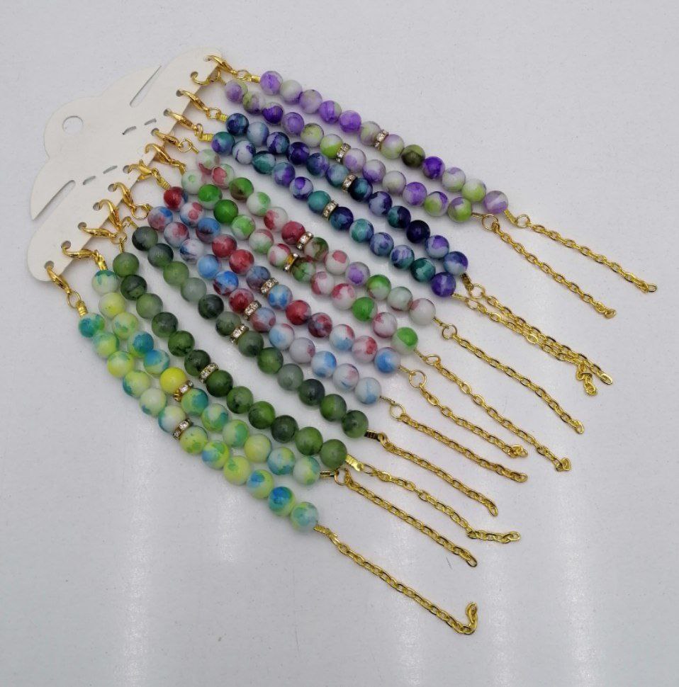 دستبند آبرنگی قفلی تک رج نگین