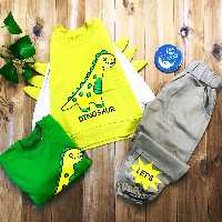 ست بلوز و شلوار اسپرت داینو بلوز دورس لاکرادار شلوار کتان پنبه دخترانه پسرانه