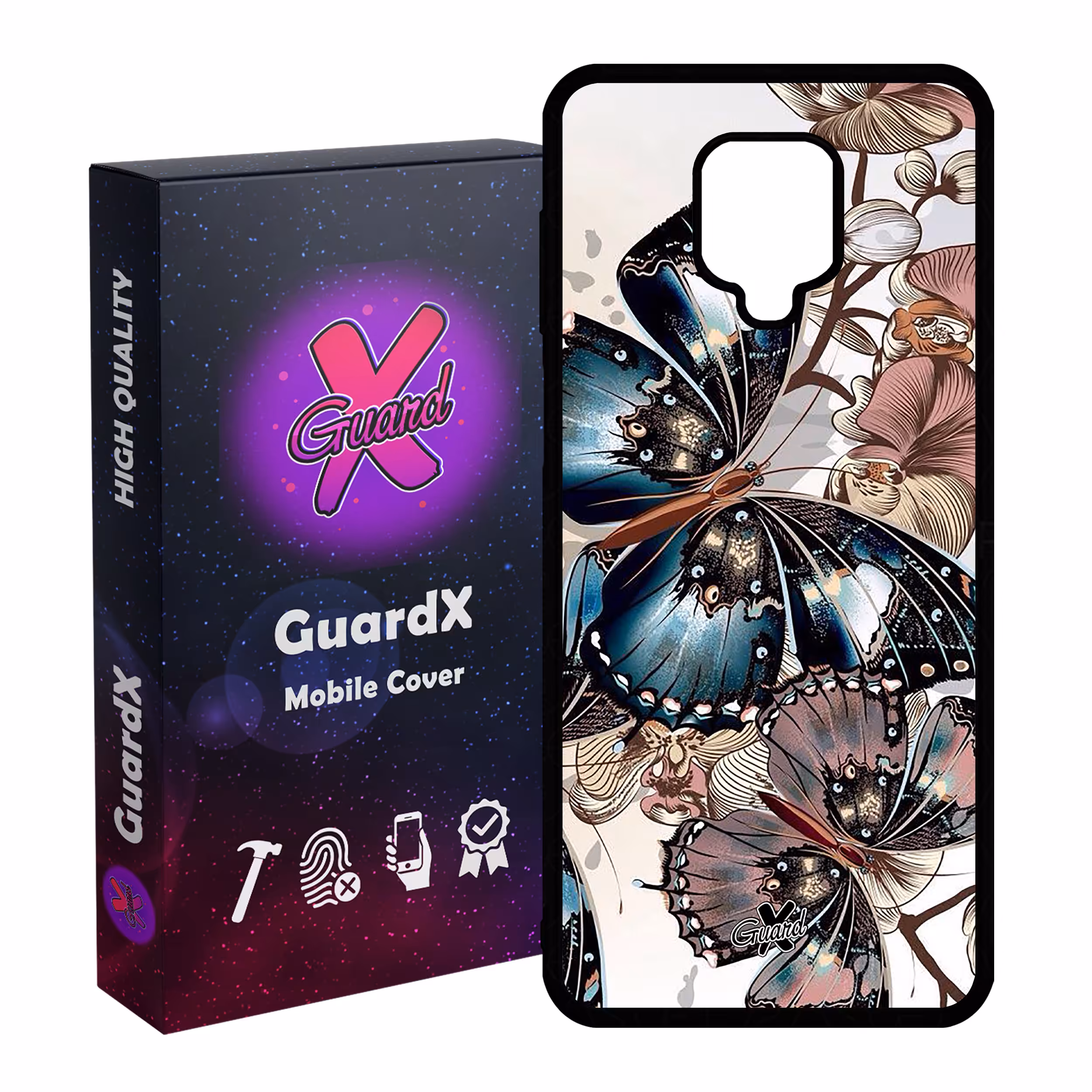 کاور گارد ایکس طرح پروانه مدل Glass10285 مناسب برای گوشی موبایل سامسونگ Redmi Note 9S / Note 9 Pro / Note 9 Pro Max