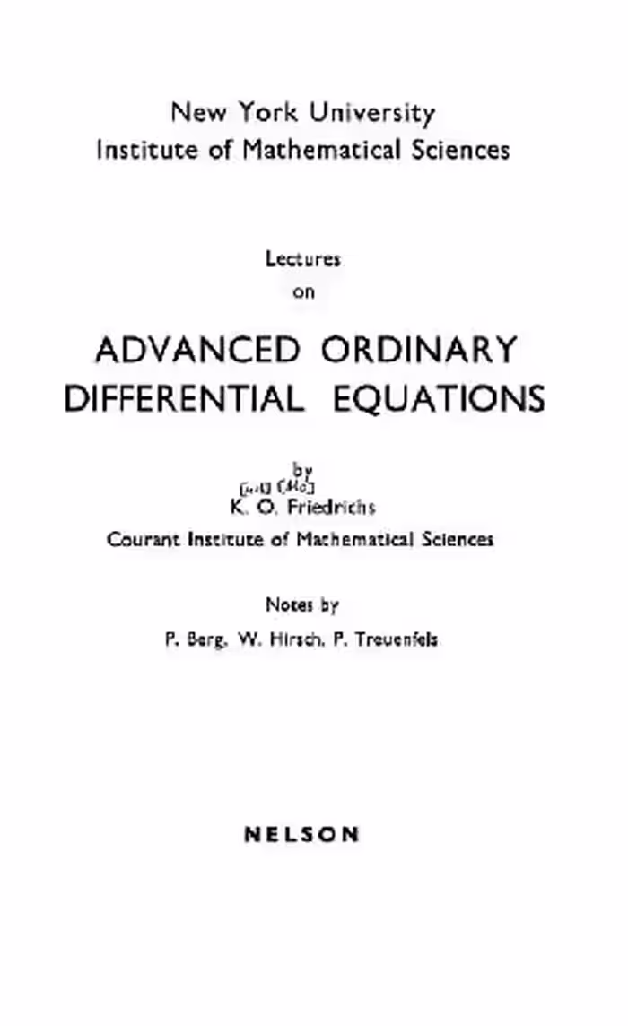 خرید و دانلود نسخه کامل کتاب Lectures on advanced ordinary differential equations