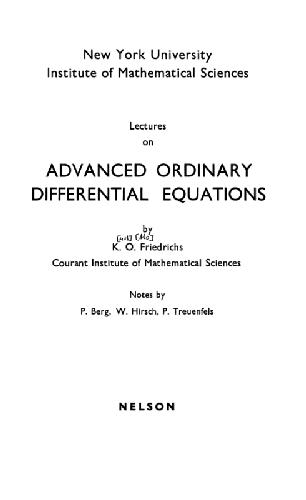 خرید و دانلود نسخه کامل کتاب Lectures on advanced ordinary differential equations
