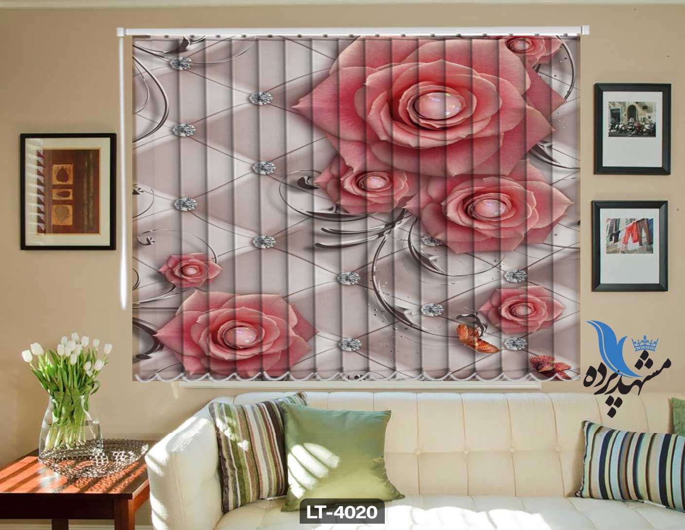 پرده لوردراپه تصویری گل LT4020