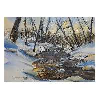 نقاشی آبرنگ طرح رودخانه برفی کد 11