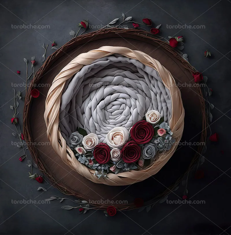 بک دراپ عکاسی با گل سفید و قرمز | گرافیک با طعم تربچه