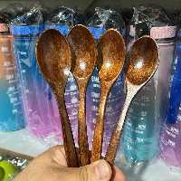 قاشق غذاخوری چوبی 4 عددی رنگ قهوه ای تیره