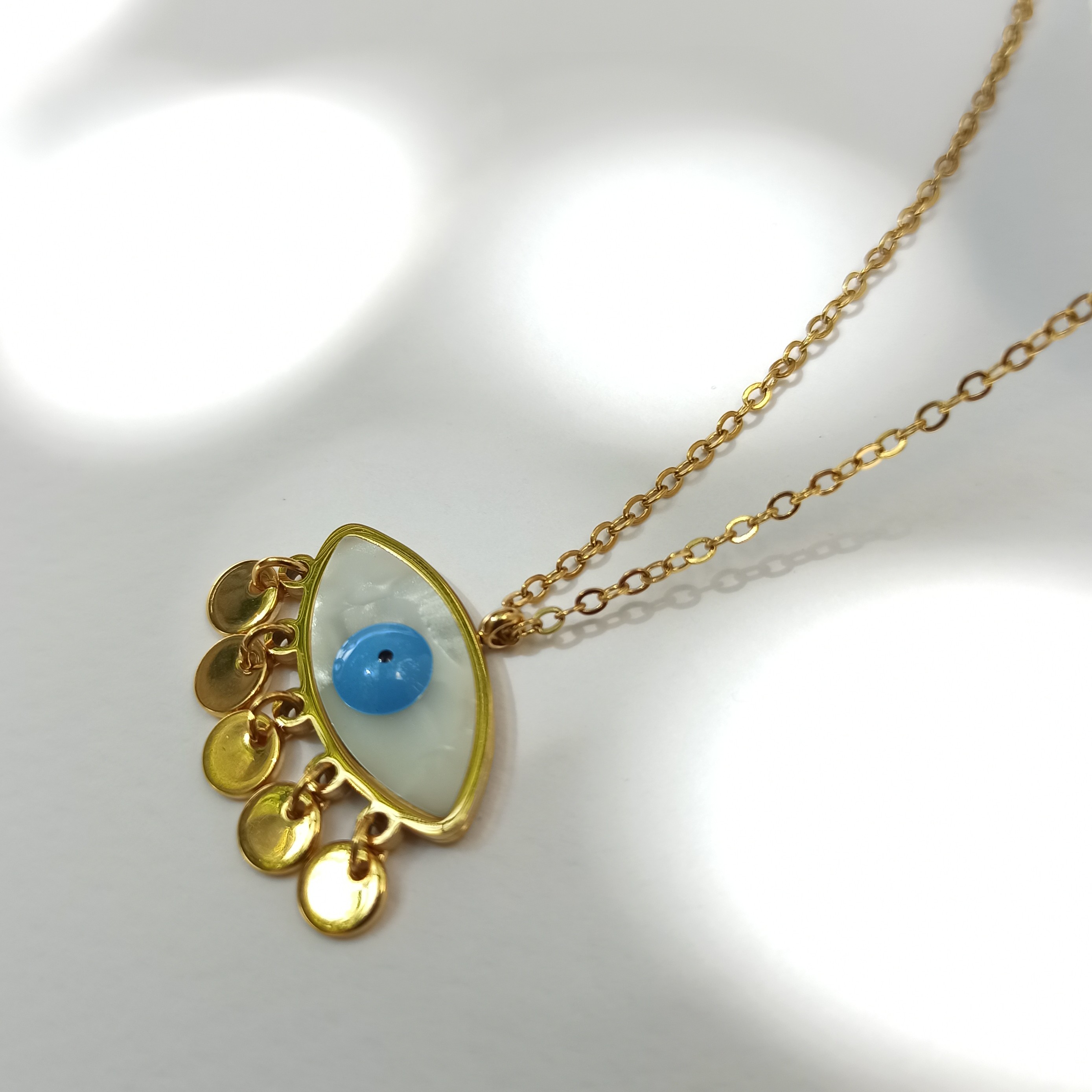 گردنبند چشم نظر استیل طلایی