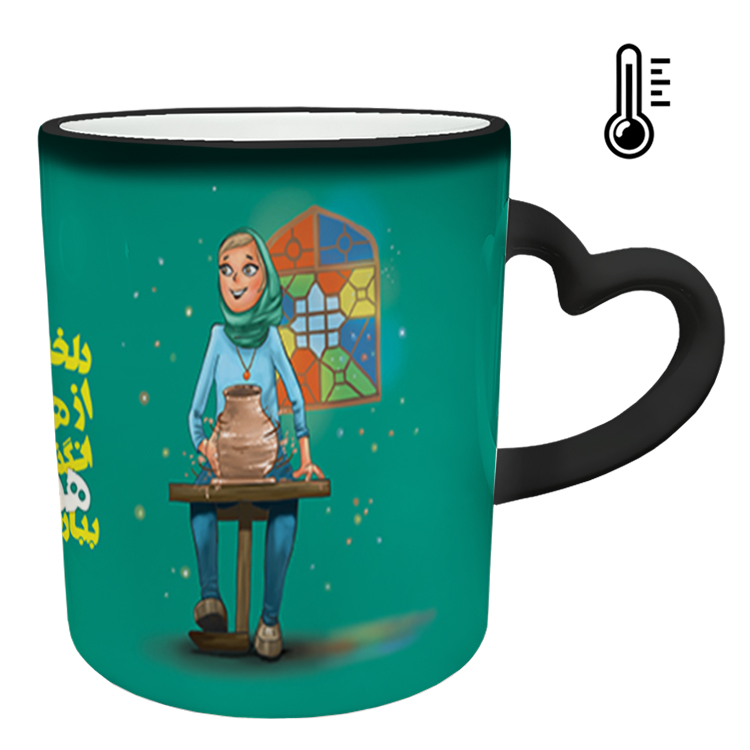 ماگ حرارتی مدل دسته قلبی طرح عاشقانه کد 111