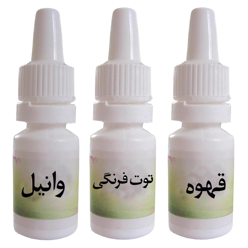 اسانس شمع مدل توت فرنگی و وانیل و قهوه حجم 10 میلی لیتر بسته 3 عددی