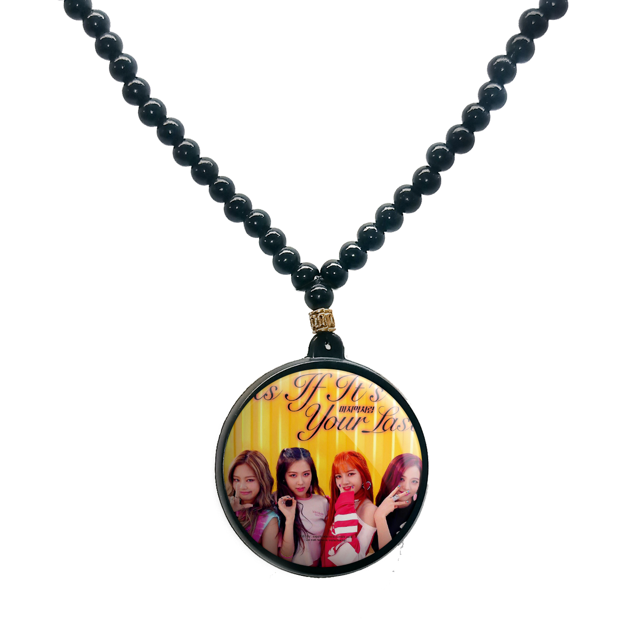 گردنبند پرمانه طرح بلک پینک کد pmd.1