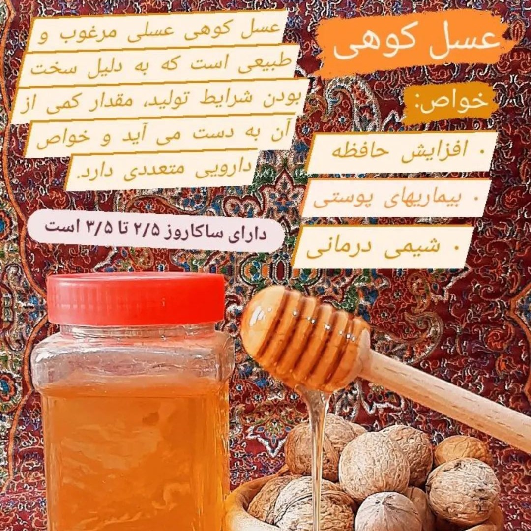 عسل طبیعی کوهی یک کیلویی