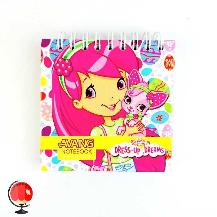 دفترچه 80 برگ سیمی آونگ جلد سخت طرح دختر توت فرنگی کد 26103