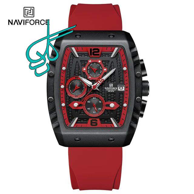 خرید ساعت مردانه نیوی فورس NAVIFORCE ضدآب سه موتوره فعال موتور ژاپن رنگ ثابت تقویم دار با کیفیت دارای بند ژله ای و جعبه و پاکت اصلی کد 1920446 - ردگل