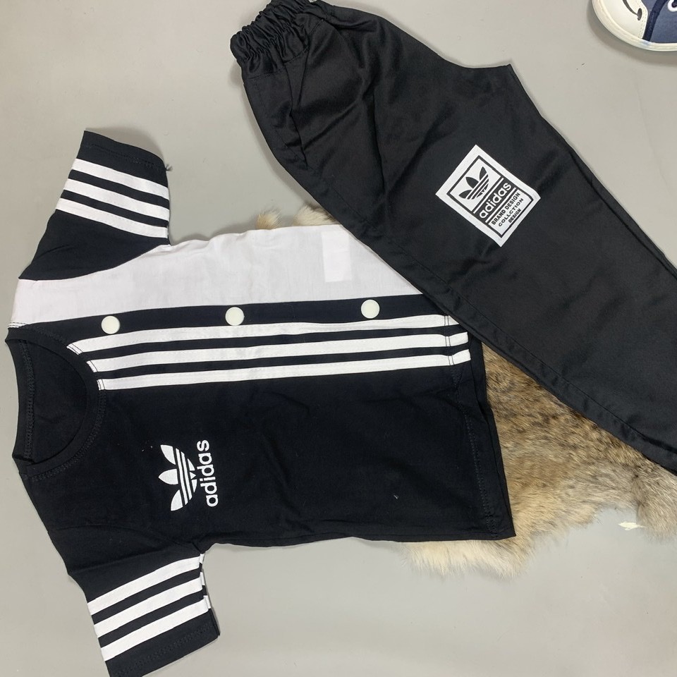 ست بلوز شلوار  آدیداس سیاه  پنبه گلکسی  سایز 45 جثه ریز یا سایز 40