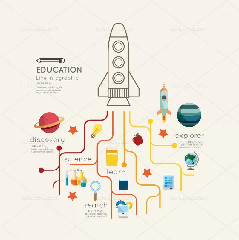 وکتور اینفوگرافیک طرح موشک با کیفیت | گرافیک با طعم تربچه