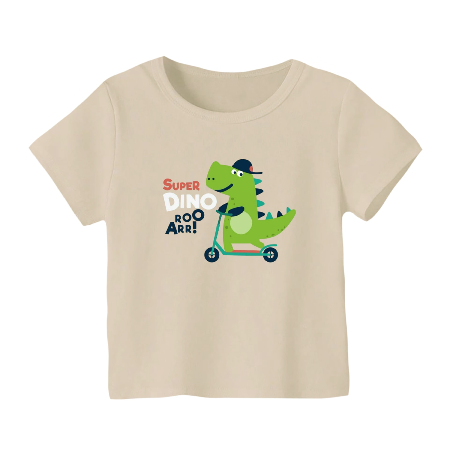 تی شرت آستین کوتاه بچگانه مدل دایناسور کد 10 رنگ کرم