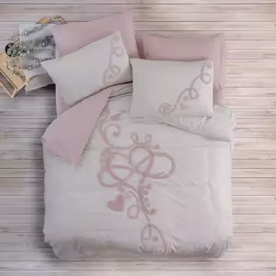 سرویس روتختی کاتن باکس مدل Puff Nakisli Bellini Pembe دو نفره 6 تکه