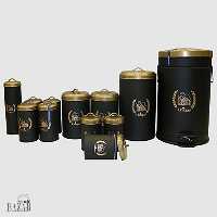 سرویس پاسماوری 12 پارچه فانتزی مشکی یونیک درپوش طلایی طرح خانه کد UN-8033