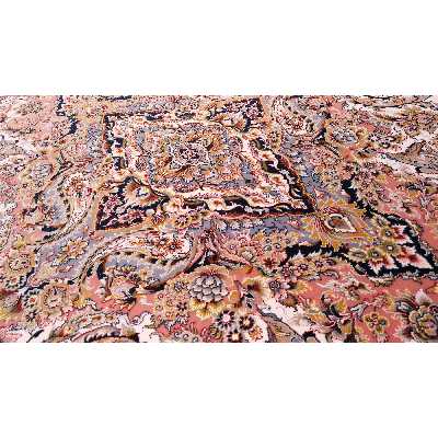 فرش ماشینی زمرد مشهد مدل 45001 زمینه کرم