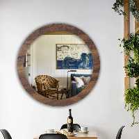 آینه الف مدل گرد چوبی دلسا قطر w-59