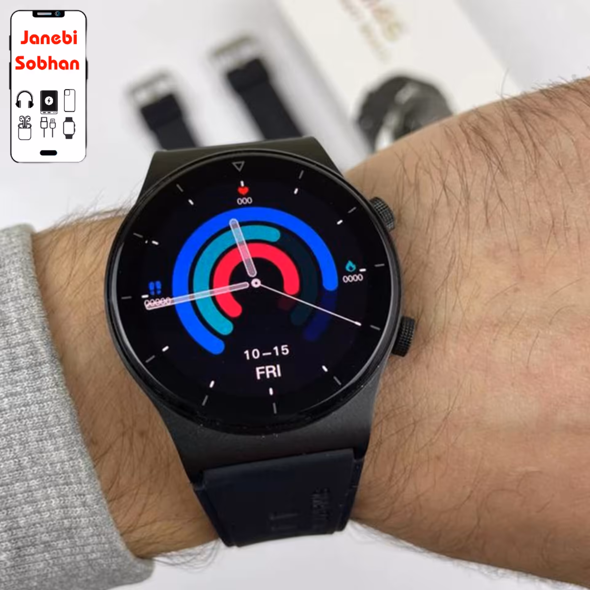 ساعت هوشمند صفحه گرد M46 طرح گلکسی واچ 3 سامسونگ( 18 ماه گارانتی و آداپتور هدیه و ارسال رایگان)
