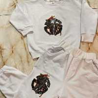 ست دورس و شلوار بچگانه نگین کاری شده الگو خارجی  