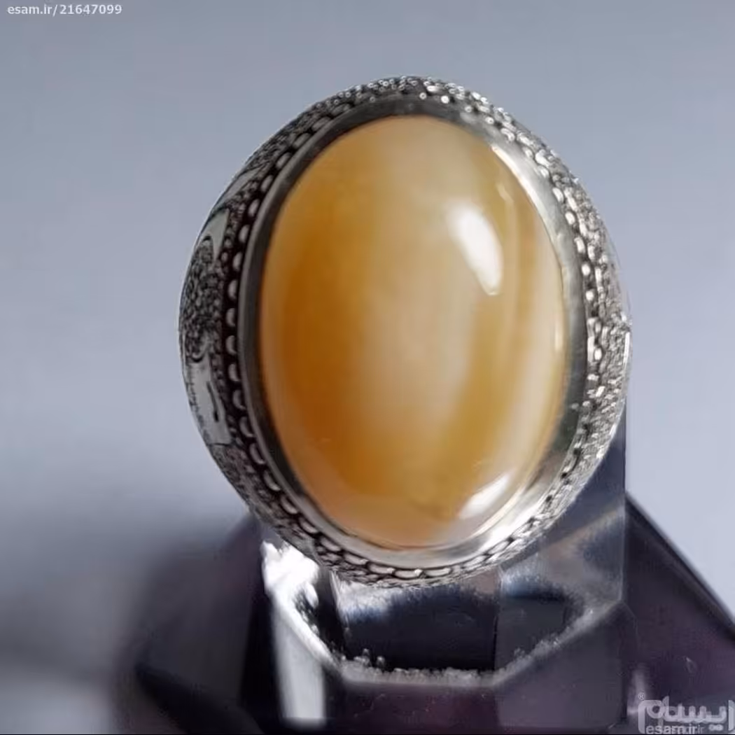 انگشتر عقیق ابدار خوش رنگ درجه یک خاص دستساز بارکاب فوق العاده جوندار ومحکم 