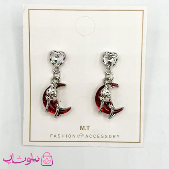 گوشواره گرانج دخترانه استیل طرح ماه سرخ کد 115