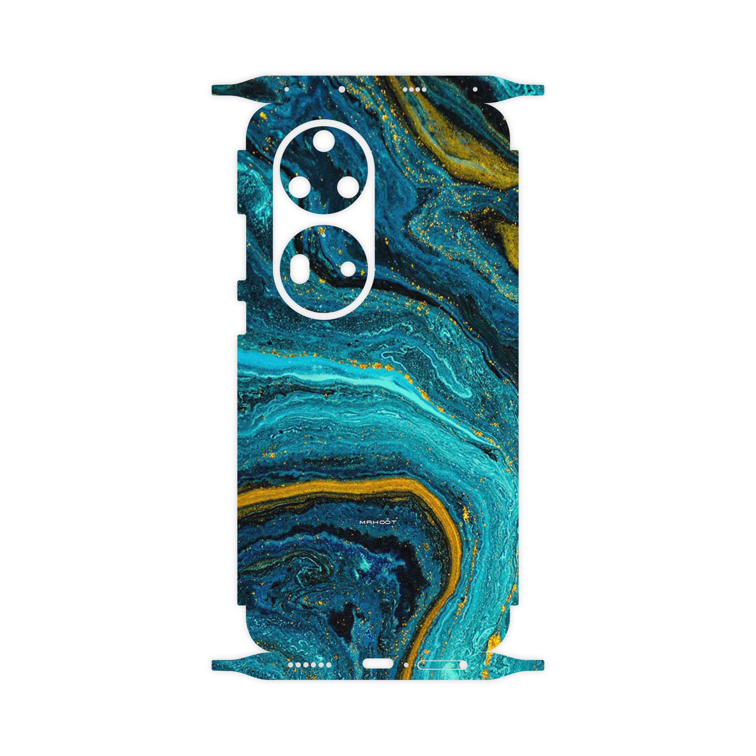 برچسب پوششی ماهوت مدل Turquoise marblewith golden streaks-FullSkin مناسب برای گوشی موبایل هوآوی P50 Pro