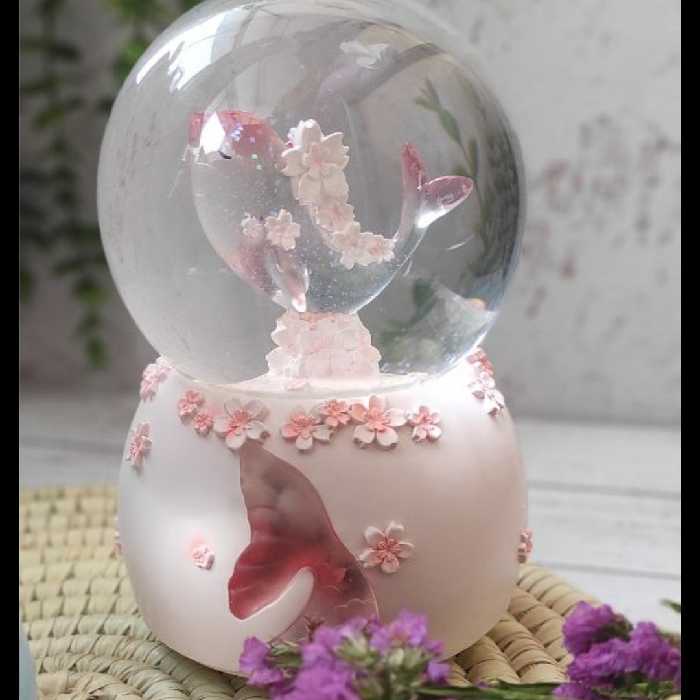 گوی پمپی موزیکال نهنگ صورتی چراغدار 