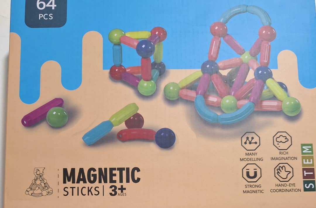 ساختنی طرح مگنت مدل MAGNETIC STICKS مجموعه 64 عددی