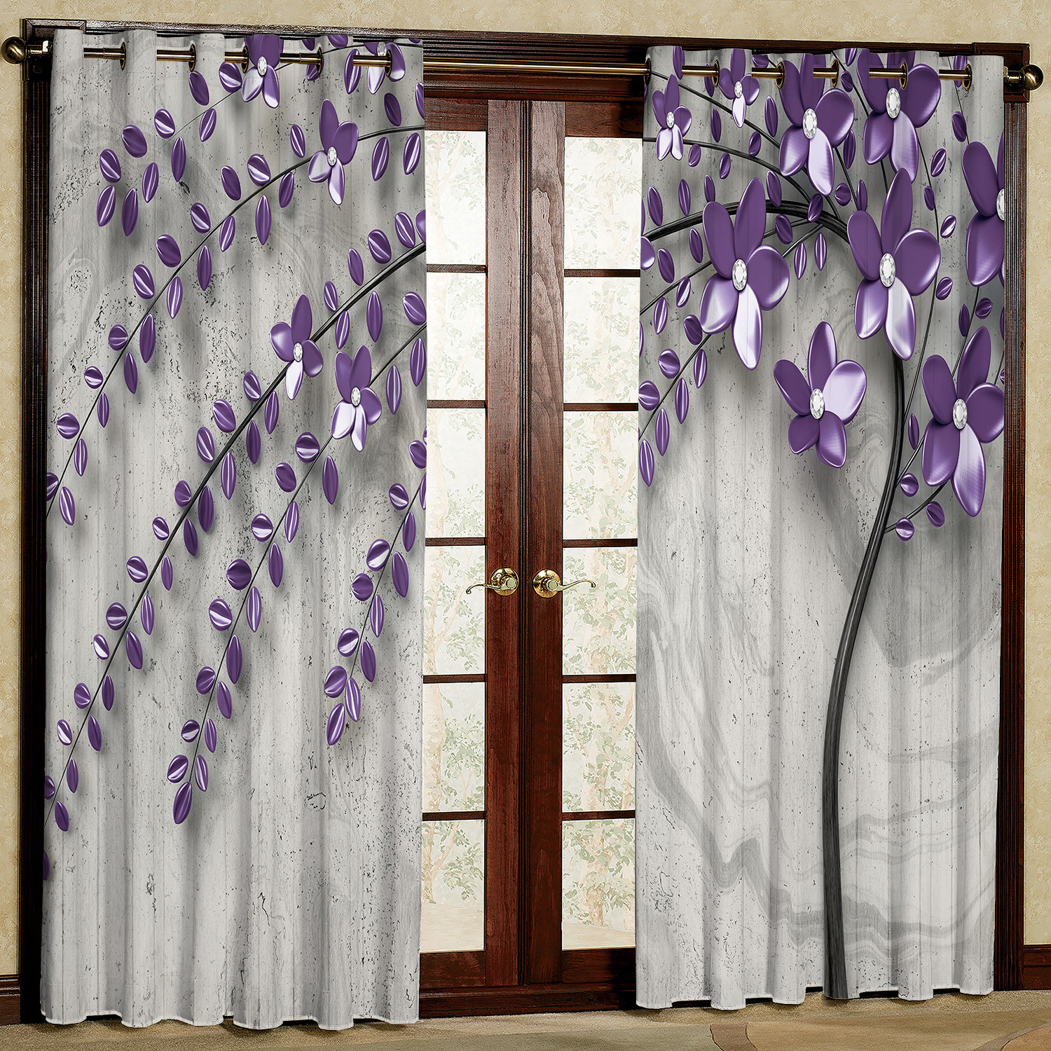 پرده مدل گل هازان پانچی کد 1244a سایز 140x200 سانتی متر