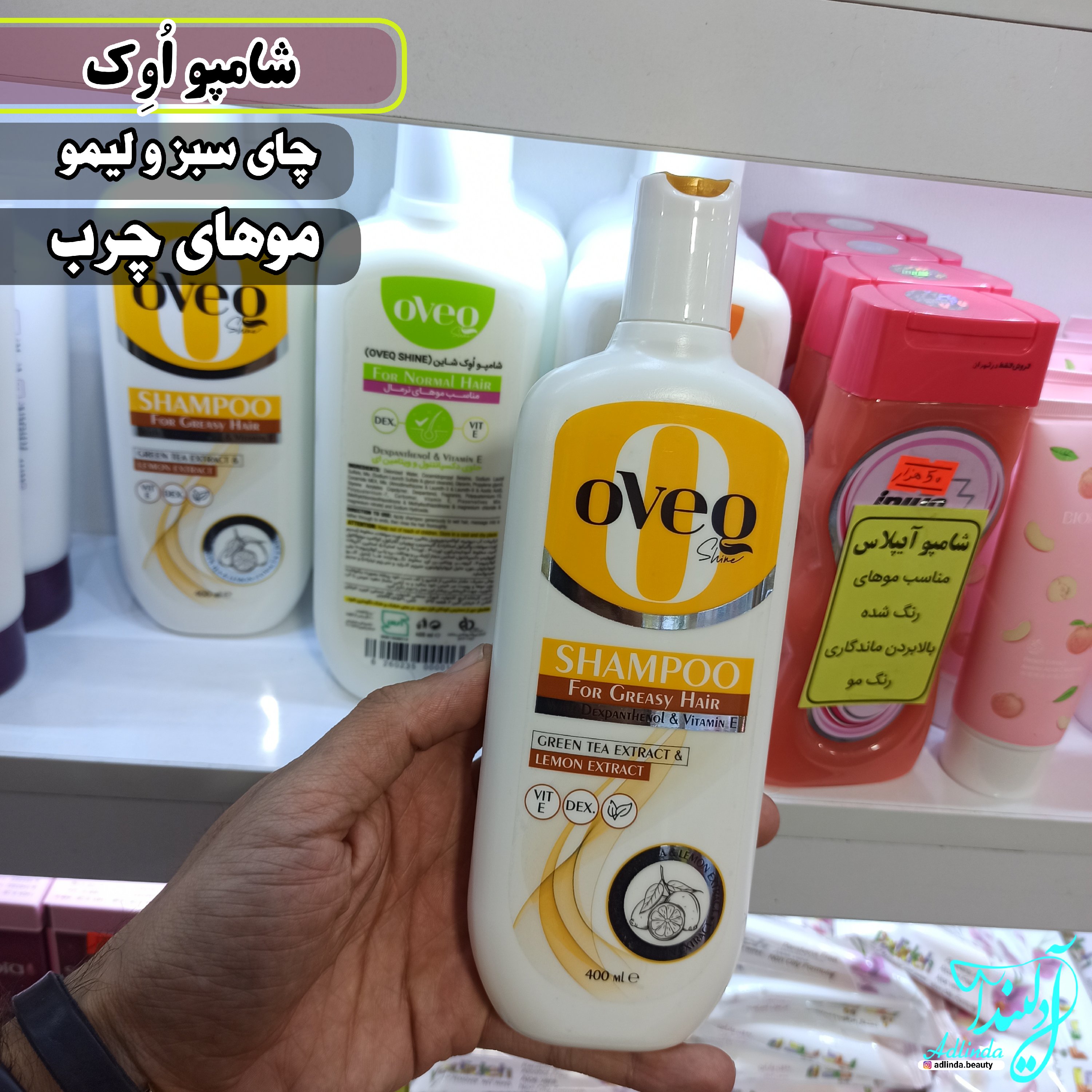 شامپو مناسب موهای چرب اوک عصاره چای سبز و لیمو