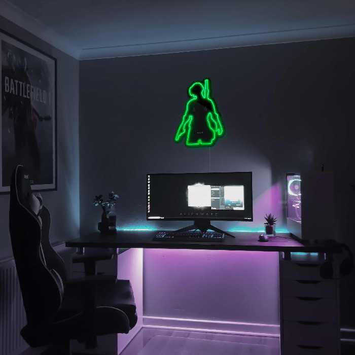 چراغ دیواری نئون دیزاین طرح Pubg-BL_GR